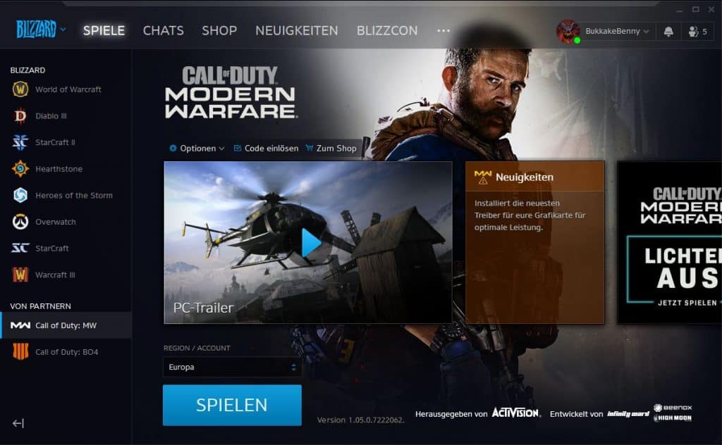 cod modern warefare launcher battle.net