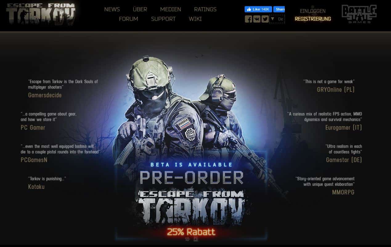 Escape from Tarkov Webseite